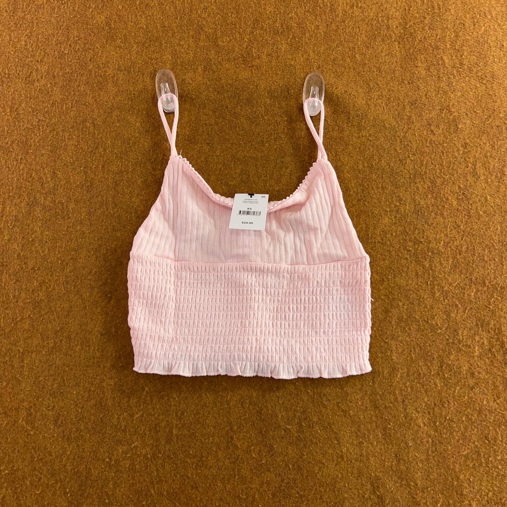 Cotton On Womens XS Flossy Pink Chloe Shirred Pointelle Cami Tank Top NWT